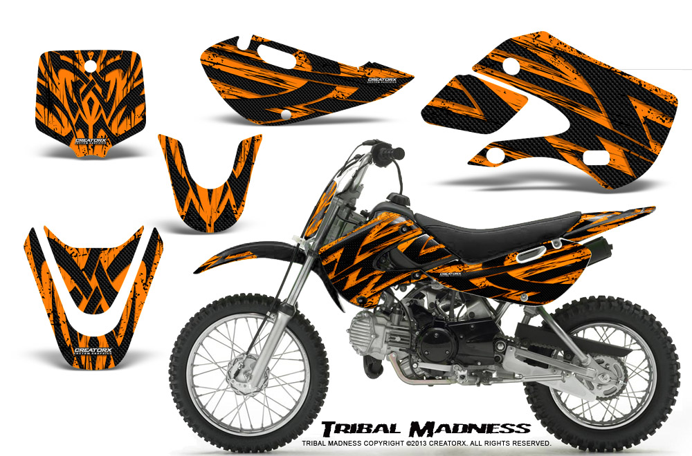 Kawasaki KLX110 KX65 Graphics Kit Tribal Madness Orange